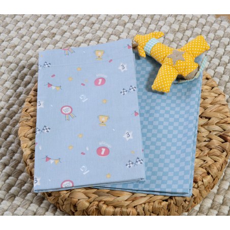 Σετ Σεντόνια Λίκνου 2 Τεμαχίων Nef-Nef Super Boy Blue 70x120