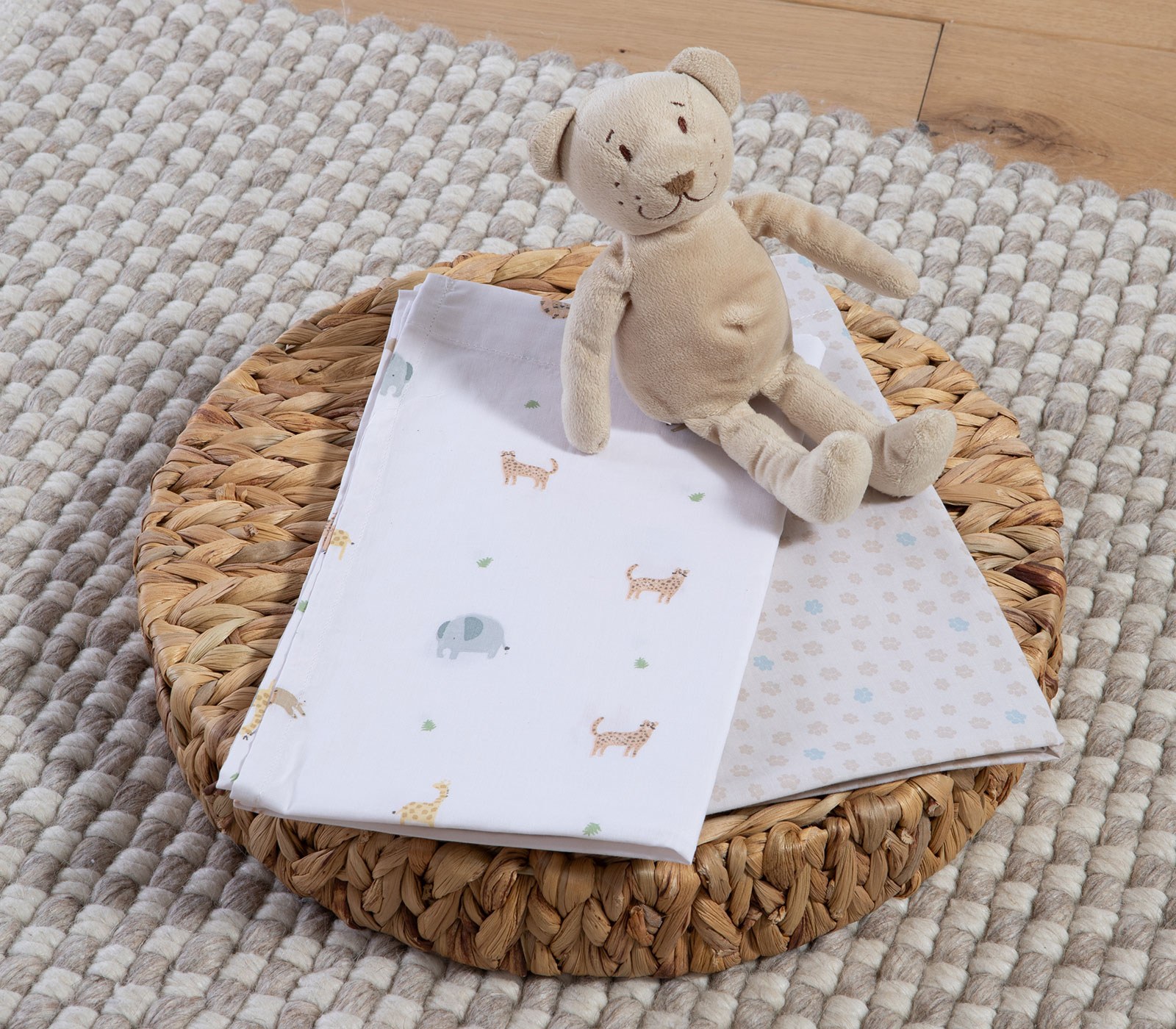 Σετ Σεντόνια Λίκνου 2 Τεμαχίων Nef-Nef Jungle In Motion Ecru 70x120