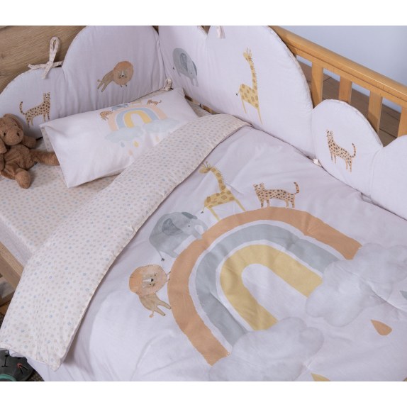 Βρεφικό Κουβερλί Nef-Nef Jungle In Motion Ecru 110x140