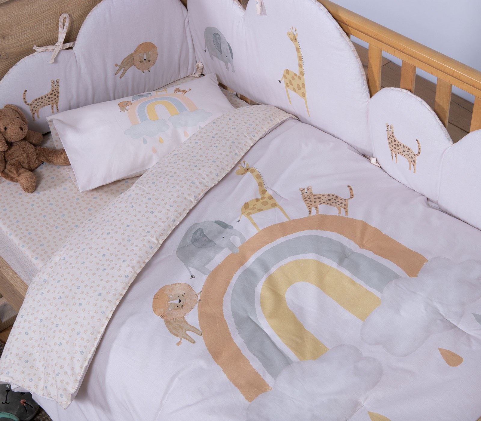 Βρεφικό Κουβερλί Nef-Nef Jungle In Motion Ecru 110x140