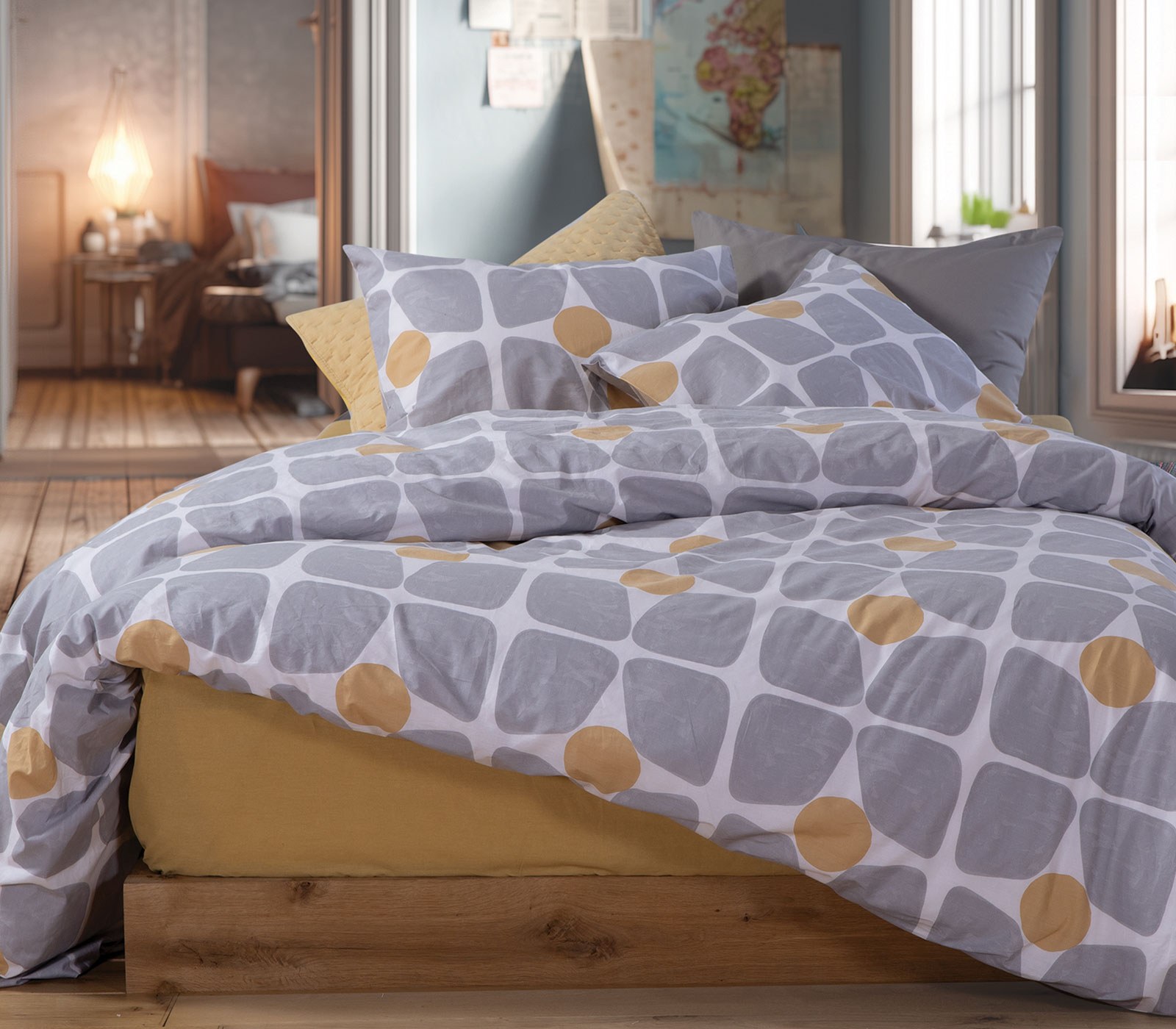 Σετ Σεντόνια Μονά 3 Τεμαχίων Nef-Nef Casual Coreo Yellow 170x270