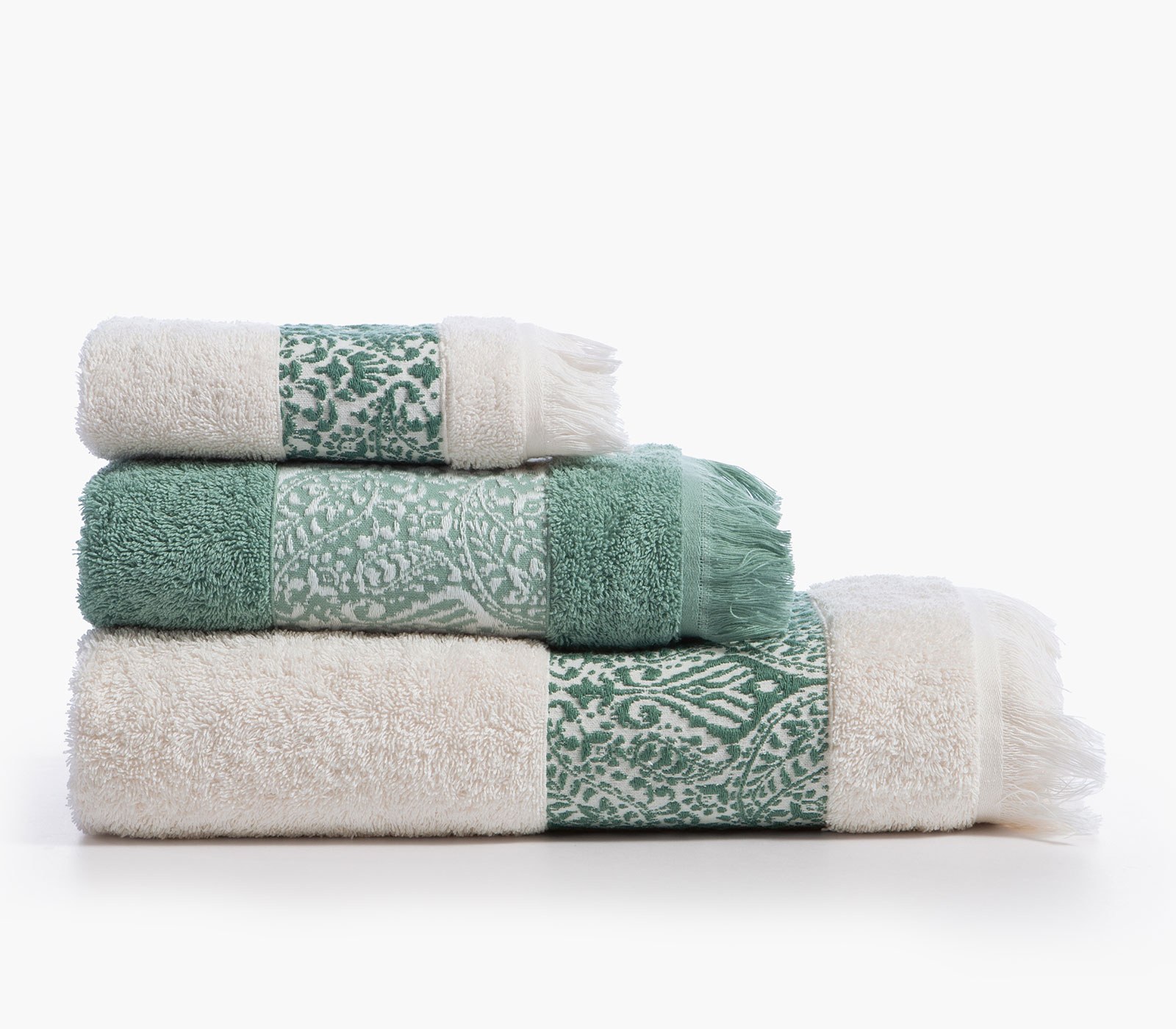 Σετ Πετσέτες 3 Τεμαχίων Nef-Nef Jetrix Ecru/Green 30x50+50x90+70x140
