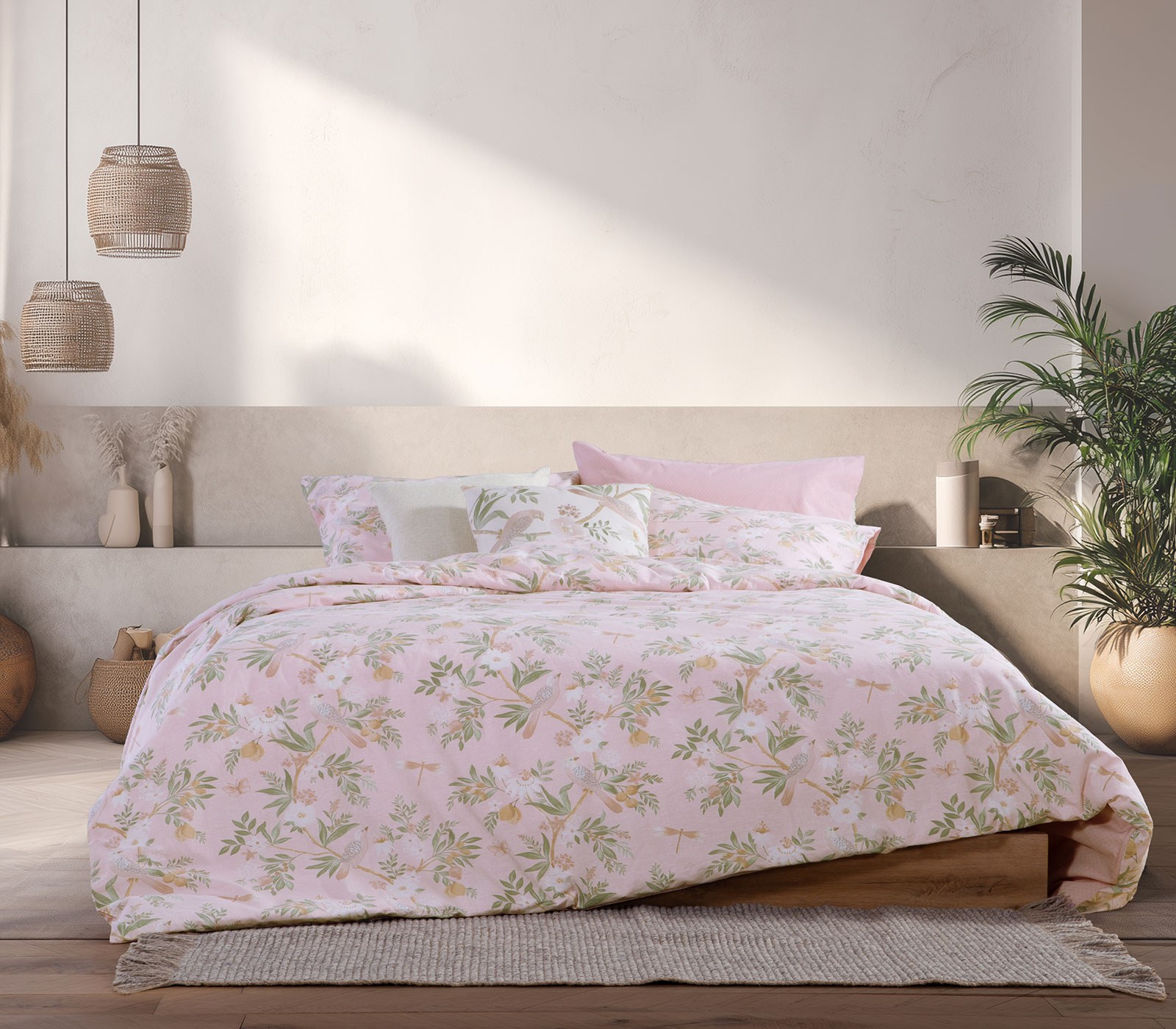 Σετ Σεντόνια King Size με Λάστιχο 4 Τεμαχίων Nef-Nef Dreamel Pink 180x200+35