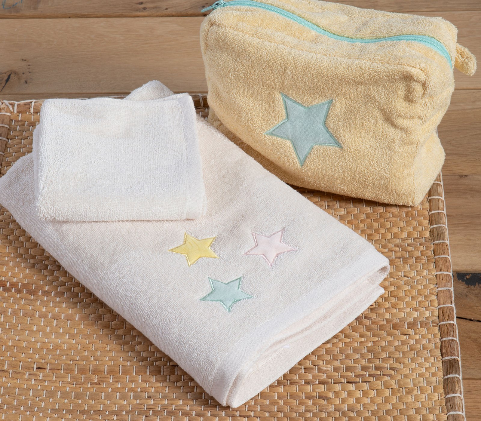 Σετ Βρεφικές Πετσέτες 2 Τεμαχίων Nef-Nef Happy Ecru 30x50+70x140