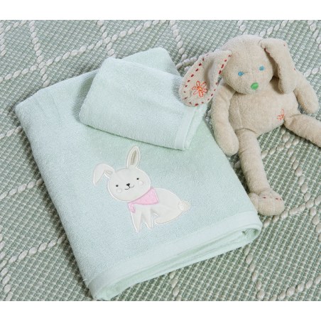 Σετ Βρεφικές Πετσέτες 2 Τεμαχίων Nef-Nef Pic Nic Together Milky Green 30x50+70x140