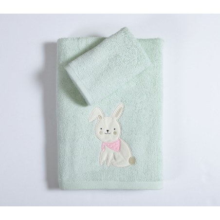 Σετ Βρεφικές Πετσέτες 2 Τεμαχίων Nef-Nef Pic Nic Together Milky Green 30x50+70x140