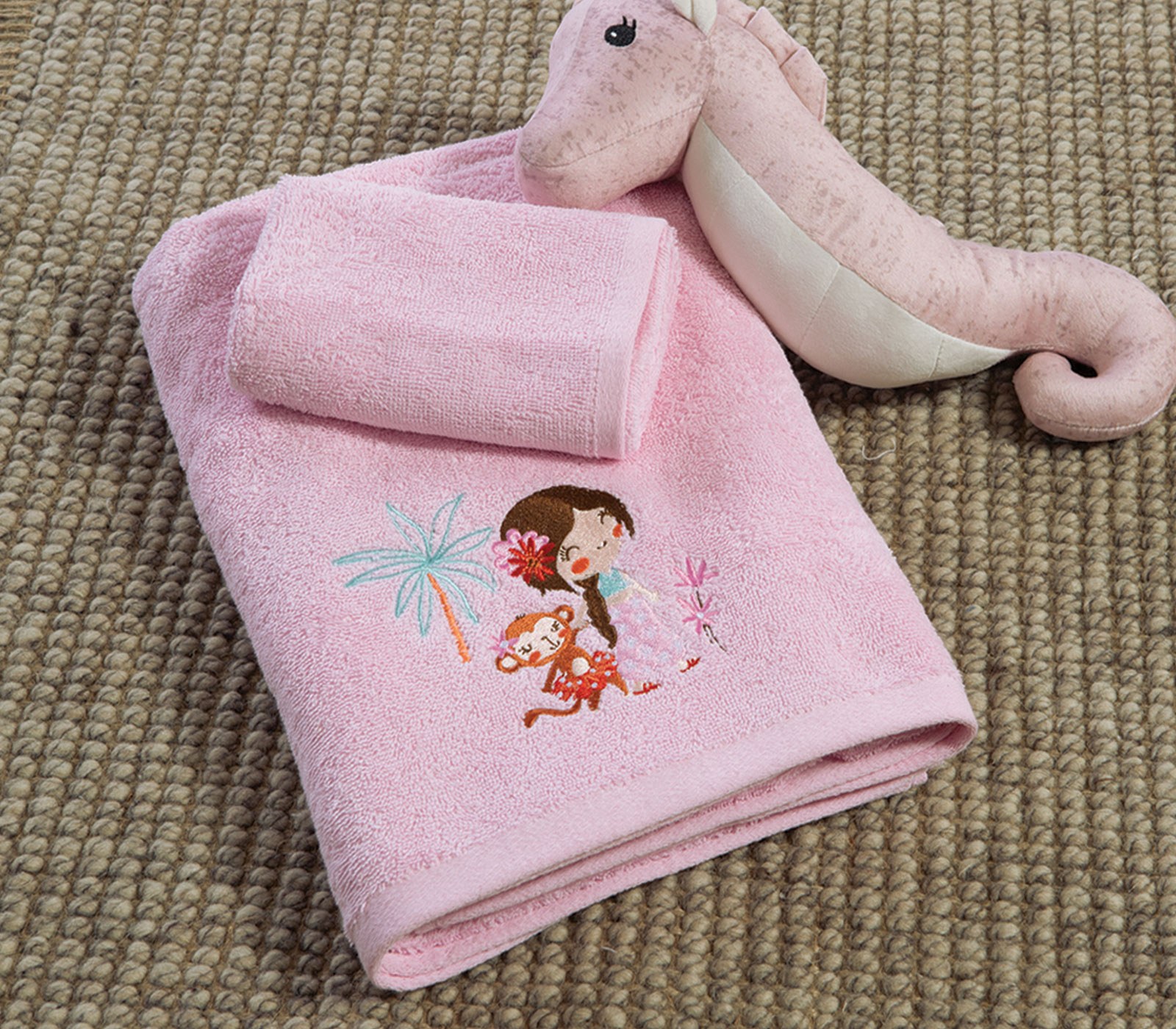 Σετ Παιδικές Πετσέτες 2 Τεμαχίων Nef-Nef Welcome To India Pink 30x50+70x140