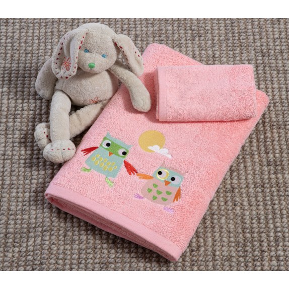 Σετ Παιδικές Πετσέτες 2 Τεμαχίων Nef-Nef Birds Mania Blossom Peach 30x50+70x140