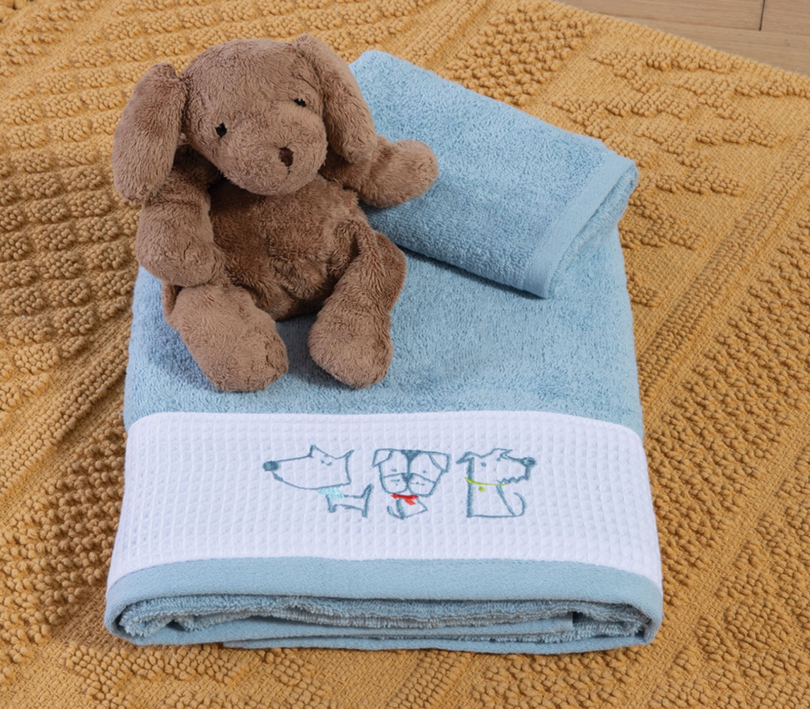 Σετ Παιδικές Πετσέτες 2 Τεμαχίων Nef-Nef Dog Life Blue 30x50+70x140