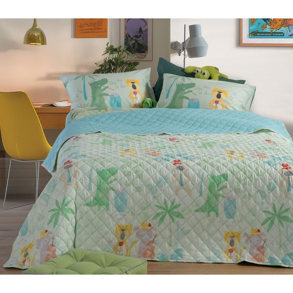Παιδικό Κουβερλί Μονό Nef-Nef Jungle Music Green 180x240
