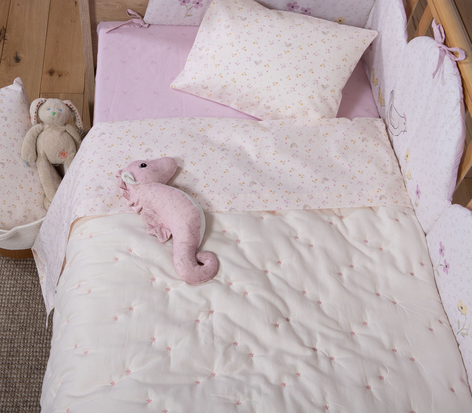 Βρεφικό Κουβερλί Nef-Nef Special Flower Ecru 110x150