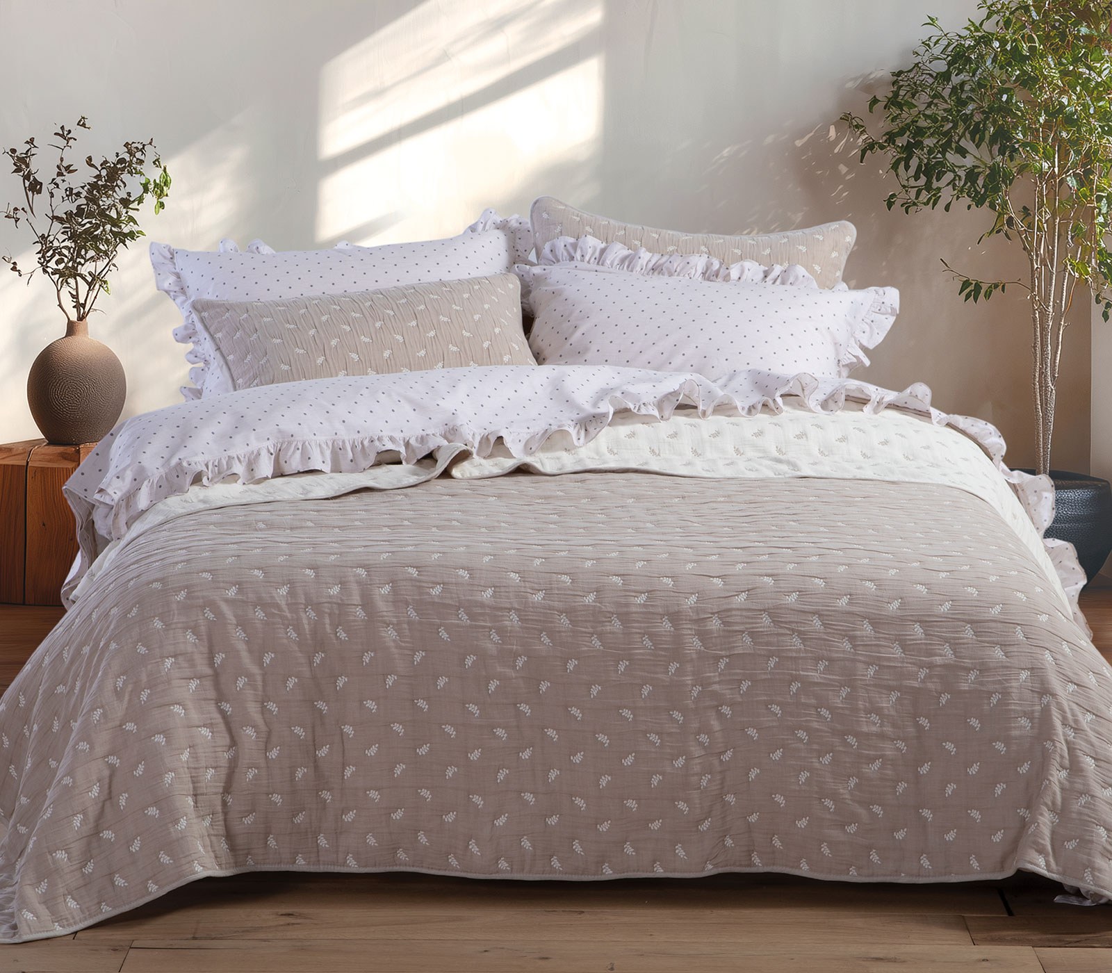 Κουβερλί Υπέρδιπλο Nef-Nef Surreal Beige 230x240