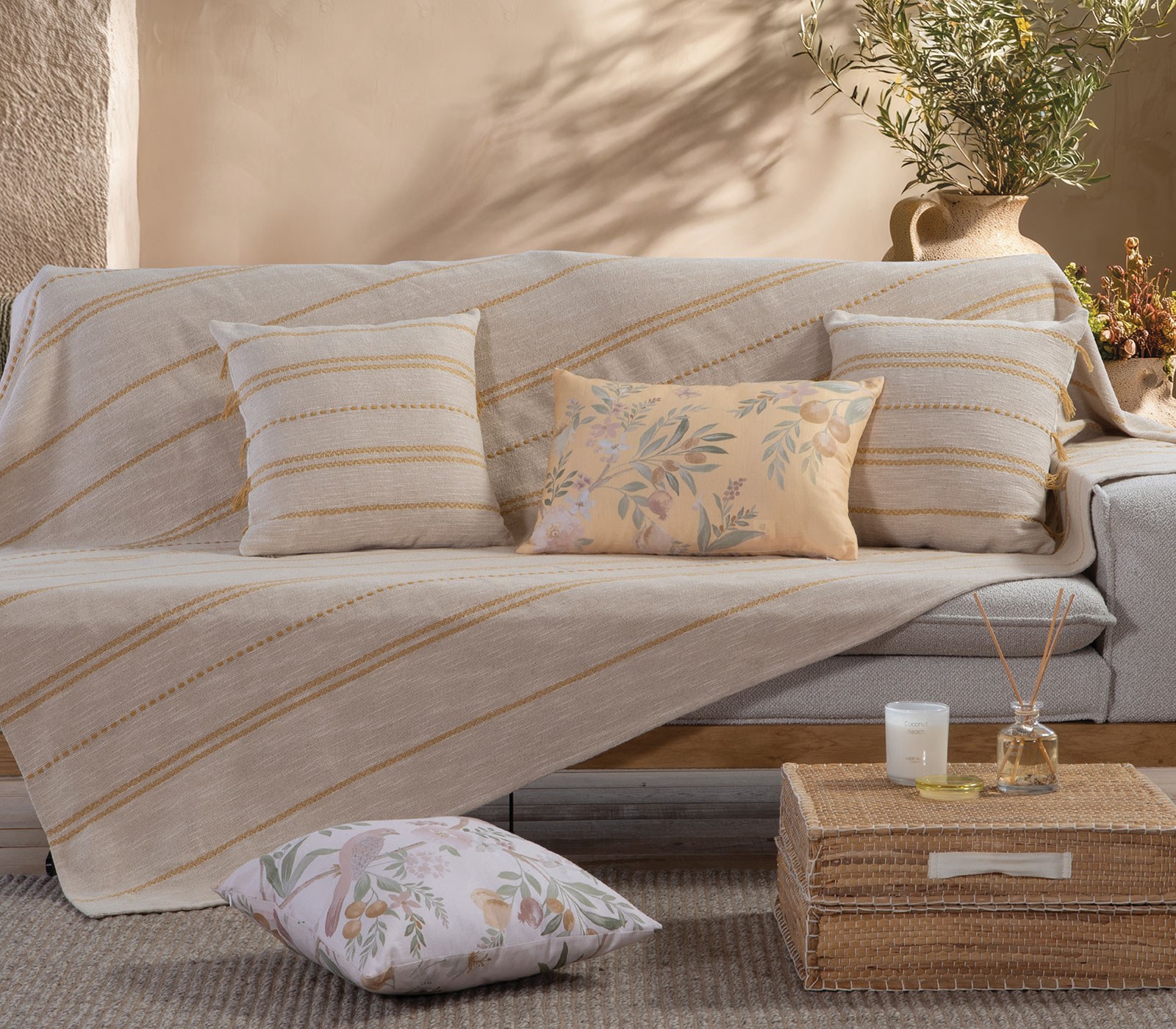 Ριχτάρι Τετραθέσιου Nef-Nef Bleeze Natural/Yellow 180x350