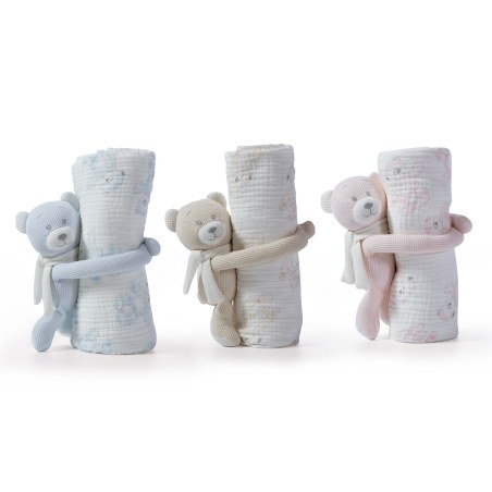 Σετ Κουβέρτα Πικέ Αγκαλιάς με Αρκουδάκι Nef-Nef Teddy Beige 75x100