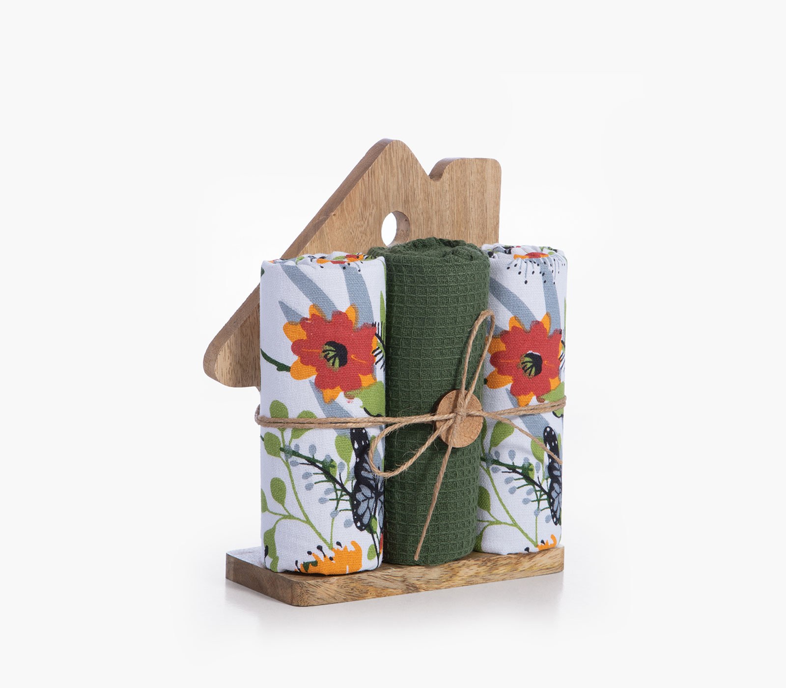 Ξύλινο Σπίτι με Ποτηρόπανο Σετ 3 τμχ Nef-Nef House Multi 3x(40x70)