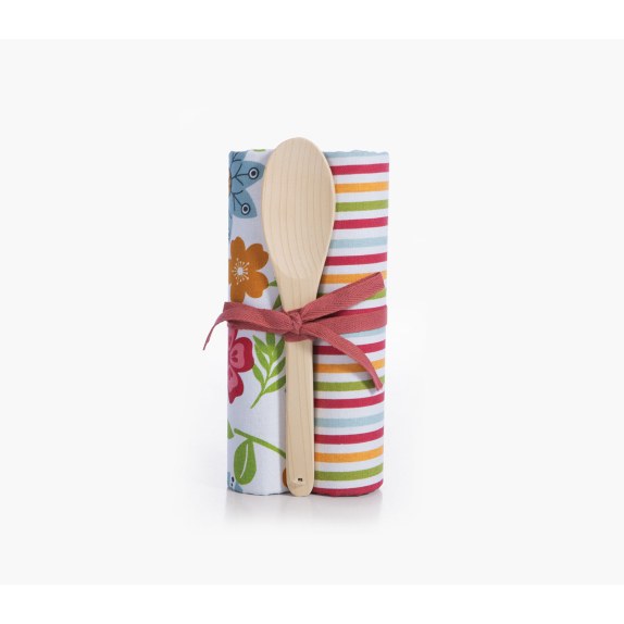 Ξύλινη Κουτάλα με Ποτηρόπανο Σετ 2 τμχ Nef-Nef Ladle...