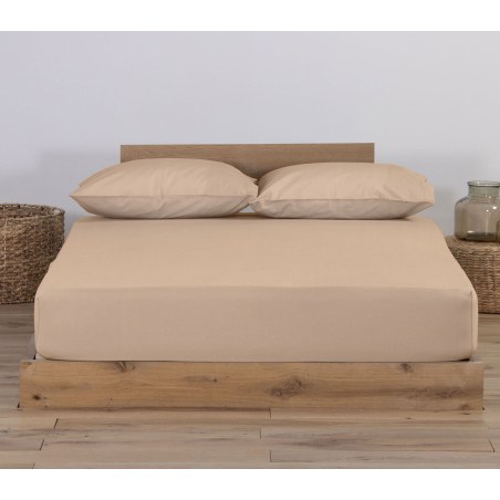 Σεντόνι Διπλό με Λάστιχο Nef-Nef Jersey 730-Beige 140x200+30