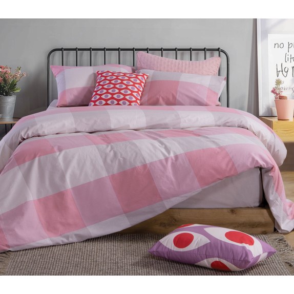 Σετ Σεντόνια Μονά 3 Τεμαχίων Nef-Nef Casual Check Rose...