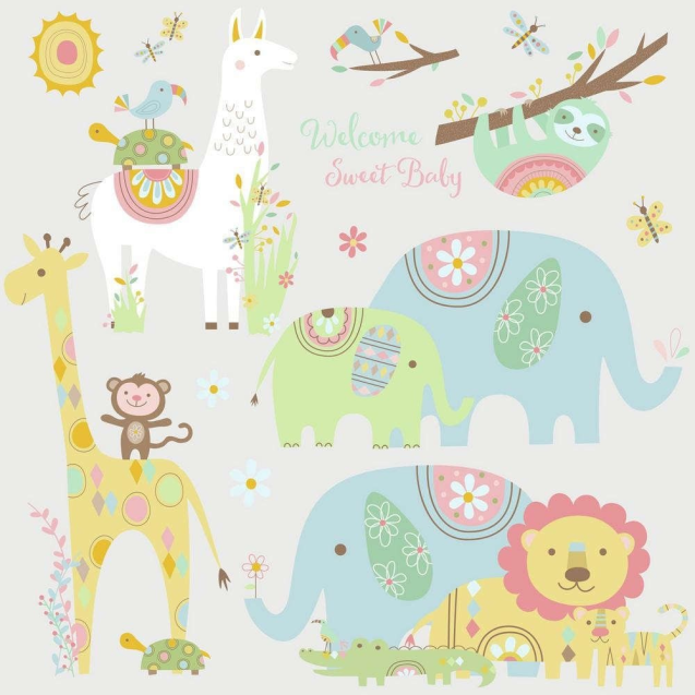 Αυτοκόλλητα Τοίχου RoomMates Ζωάκια Tribal RMK3542