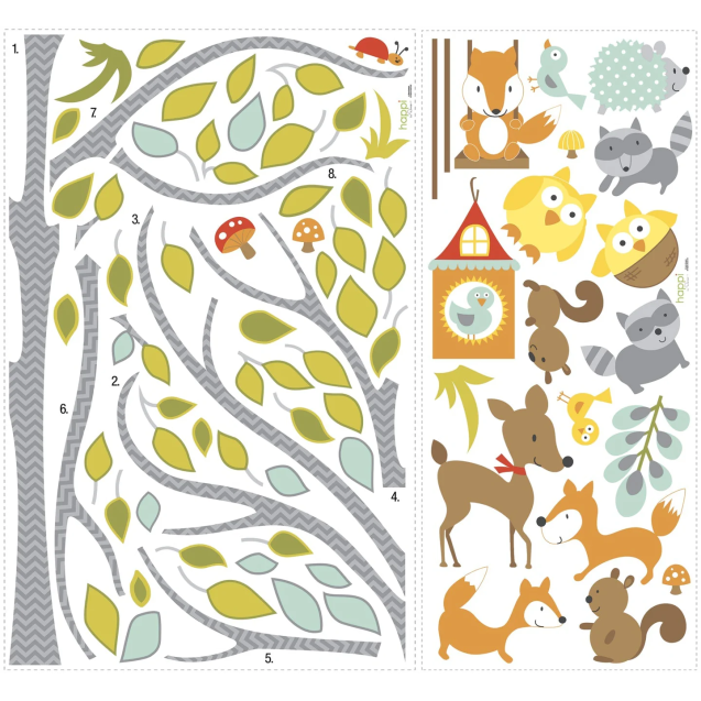 Αυτοκόλλητα Τοίχου RoomMates Δέντρο & Αλεπούδες...