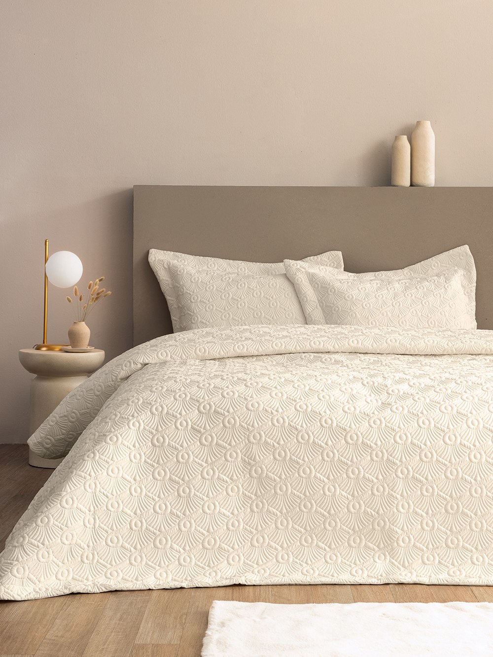 Σετ Κουβερλί King Size 3 Τεμαχίων Palamaiki Wed104 Ecru 240x260