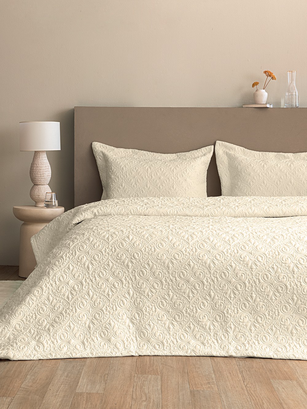 Σετ Κουβερλί King Size 3 Τεμαχίων Palamaiki Wed105 Ecru 240x260