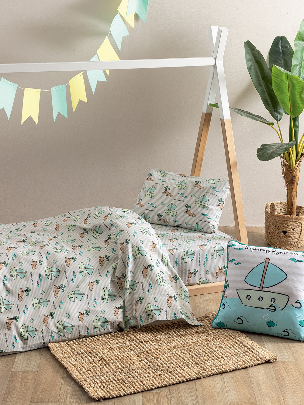 Σετ Παιδικά Σεντόνια Μονά με Λάστιχο 3 Τεμαχίων Palamai