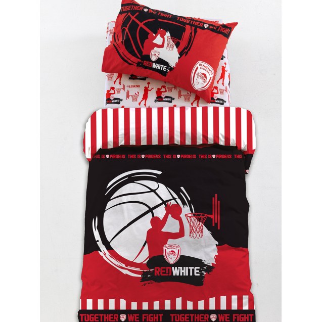 Σετ Μονά Σεντόνια Olympiacos B.C. Bc9 110x200+30