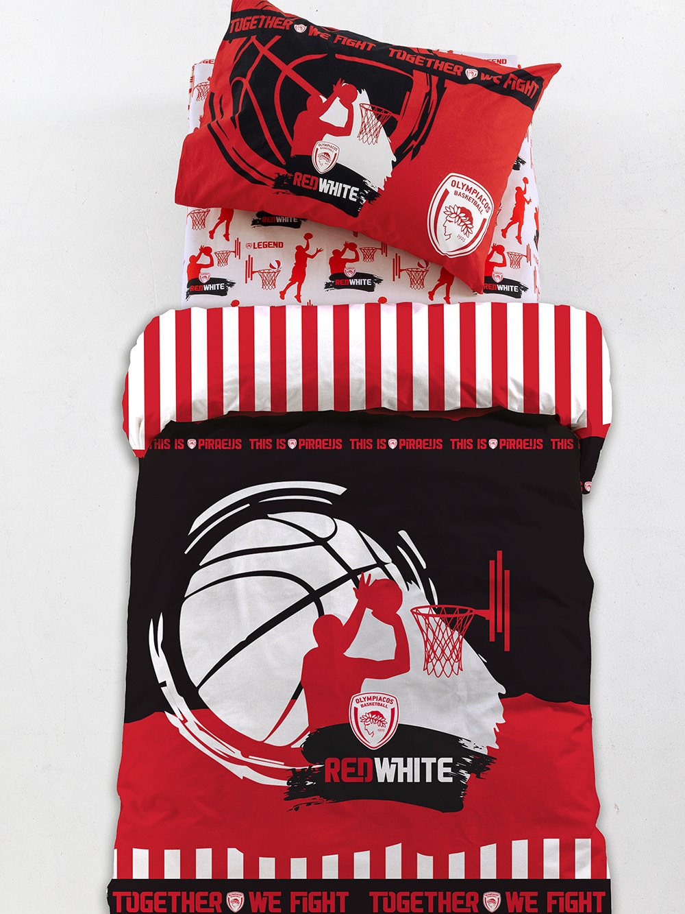 Σετ Μονά Σεντόνια Olympiacos B.C. Bc9 110x200+30