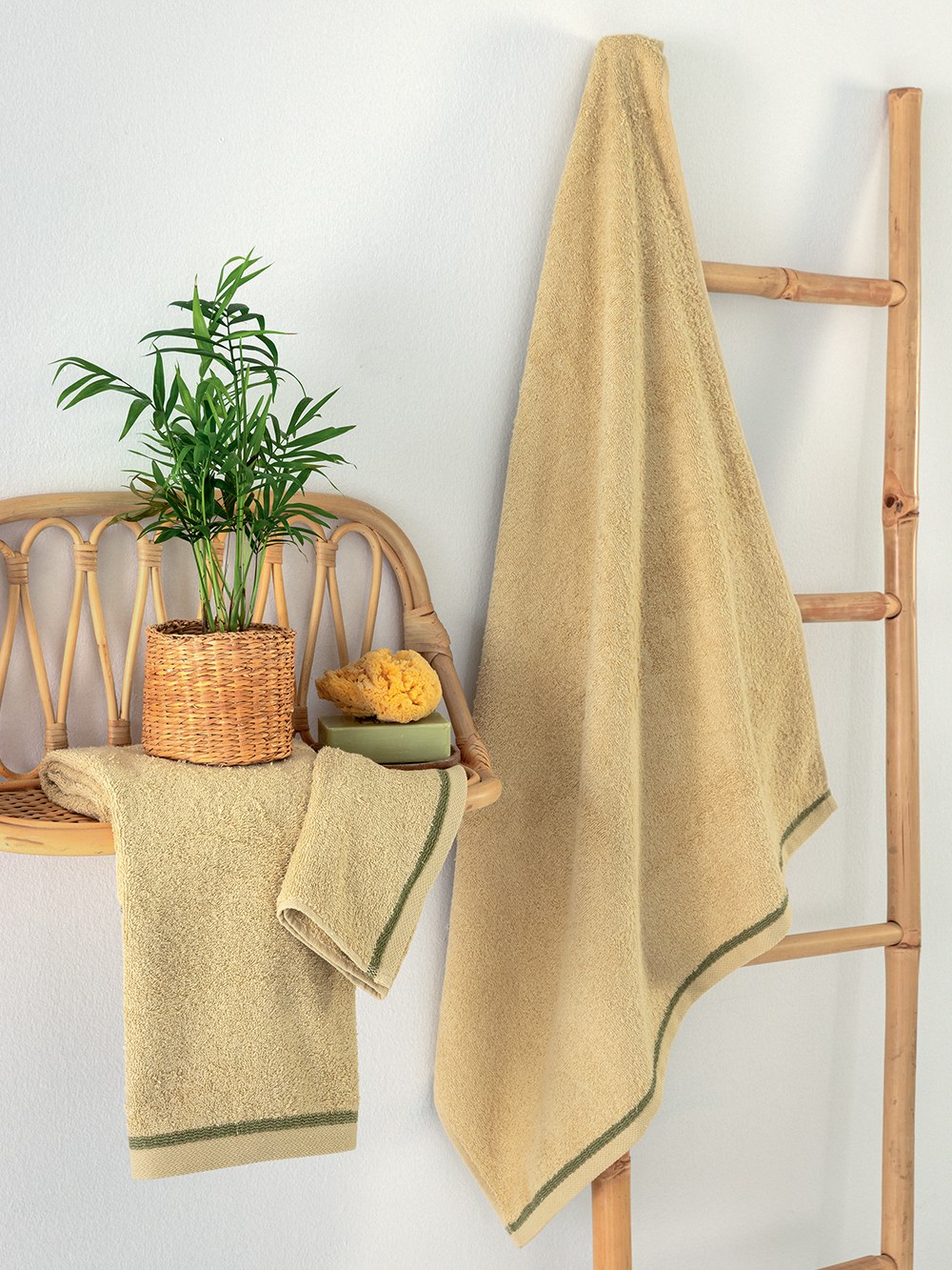 Σετ Πετσέτες 3 Τεμαχίων Palamaiki Ros Beige 30x50,50x90,70x140