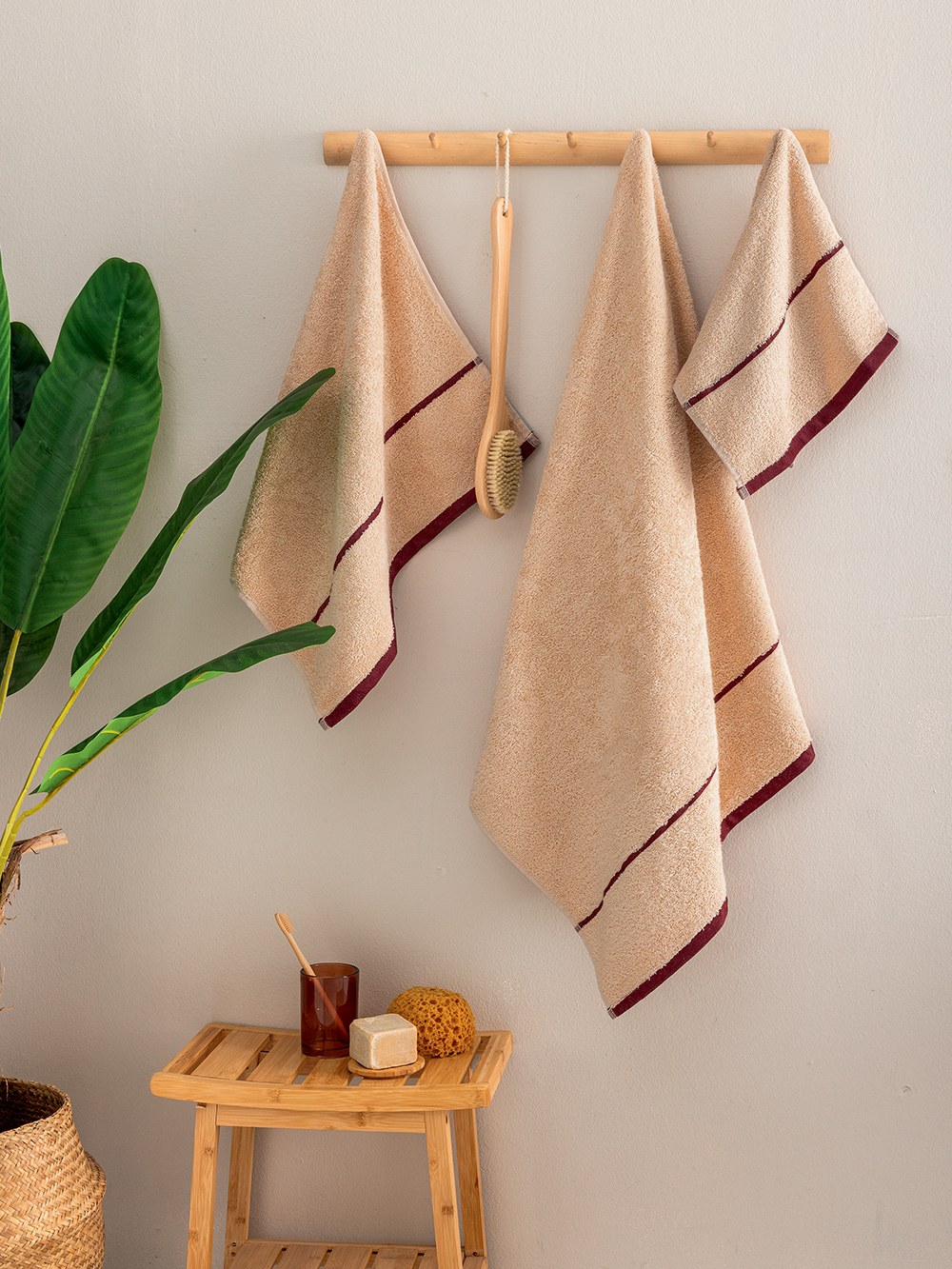 Σετ Πετσέτες 3 Τεμαχίων Palamaiki Fivi Beige 30x50,50x90,70x140