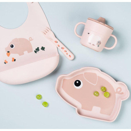 Παιδική Σαλιάρα Από Σιλικόνη Pigee Powder Done By Deer BR79533