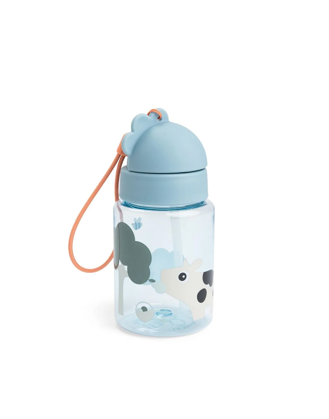 Παιδικό Παγούρι Πλαστικό Με Καλαμάκι Σιλικόνης Tiny Farm Blue +6μ 280ml Done By Deer BR79503