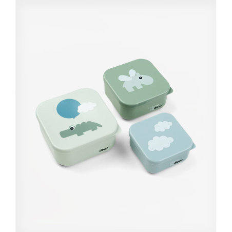 Σετ 3 Τεμαχίων Snack Box Done by Deer Happy Clouds Green 240ml 370ml 540ml BR77642