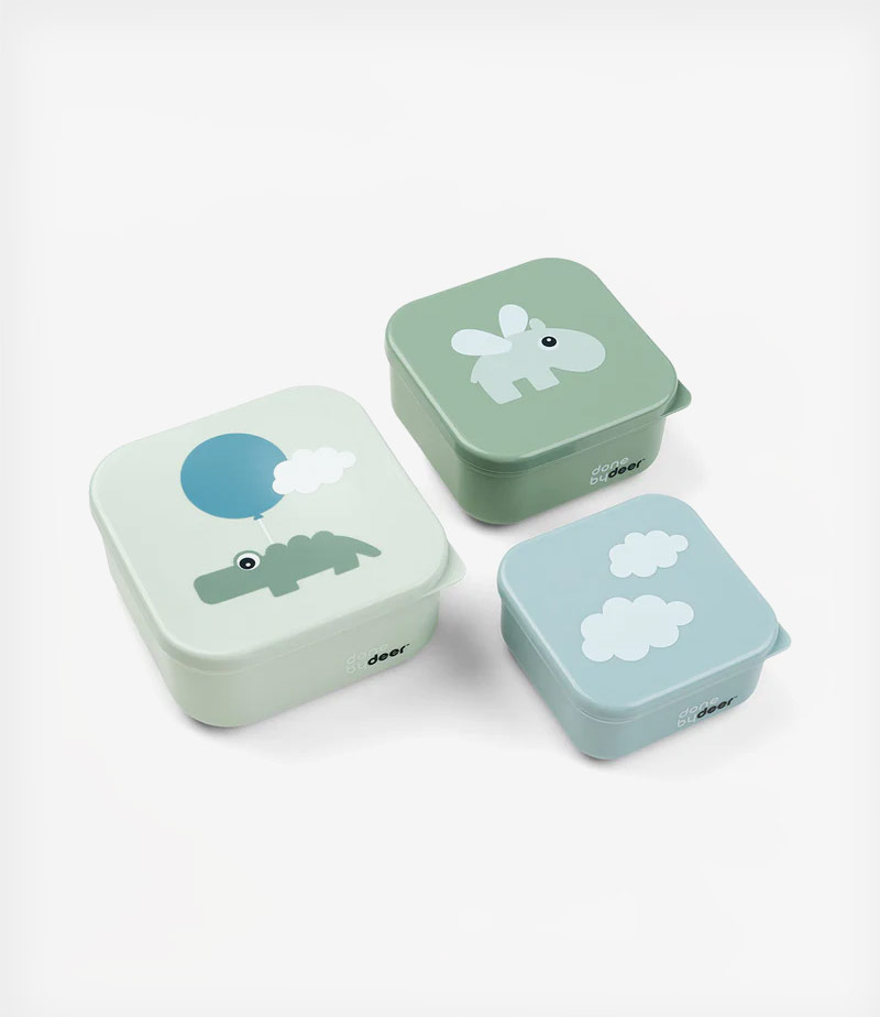 Σετ 3 Τεμαχίων Snack Box Done by Deer Happy Clouds Green 240ml 370ml 540ml BR77642