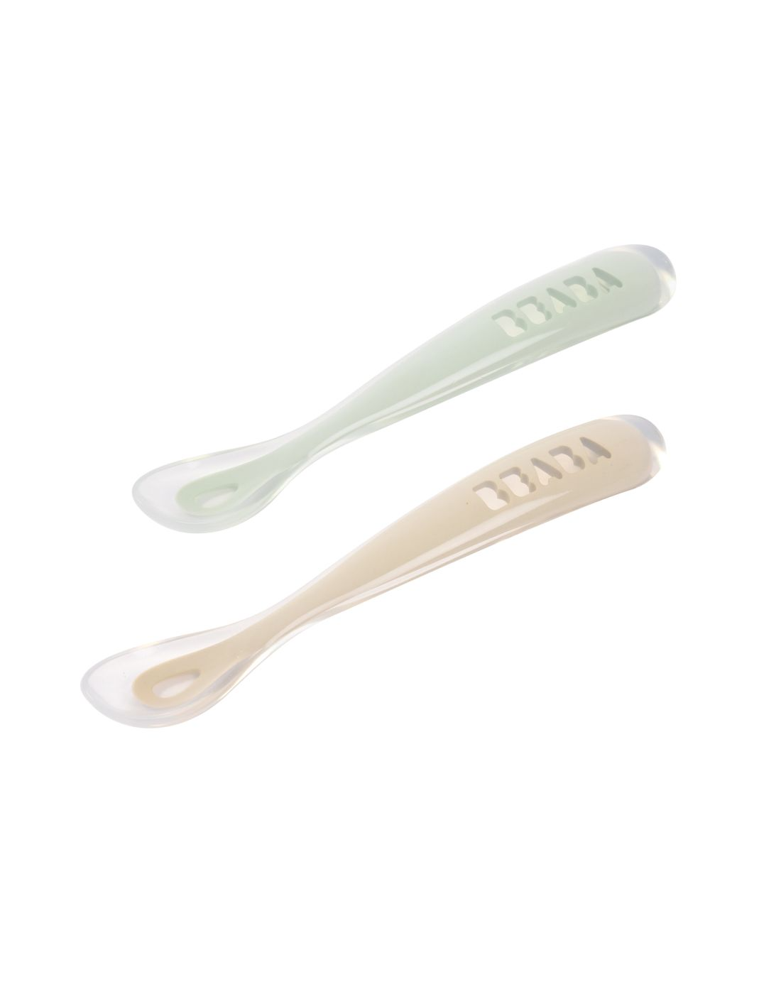 Σετ 2 Τεμαχίων Κουτάλια Σιλικόνης Beaba Με Κουτί Μεταφοράς 1st age Clay/Misty Green BR79842