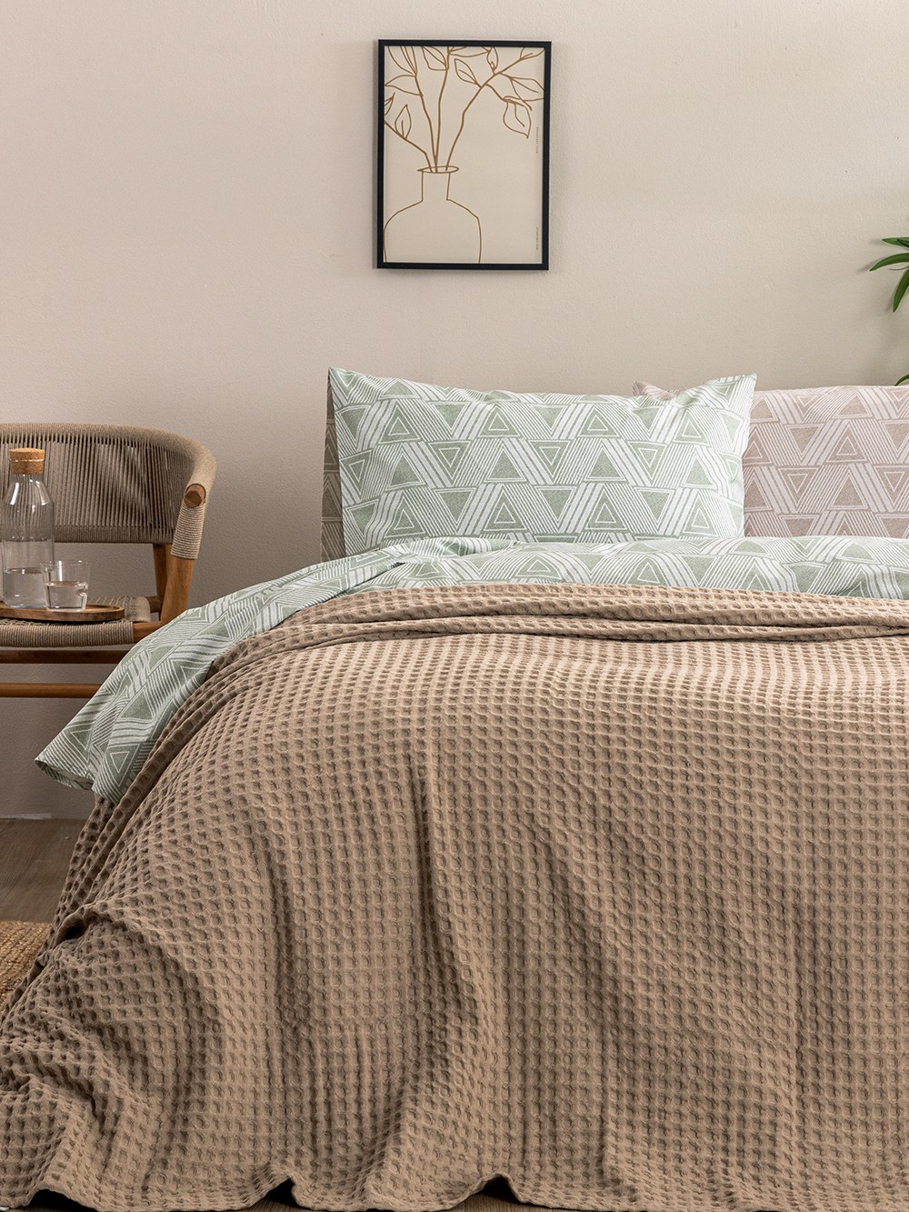 Κουβέρτα Πικέ Αγκαλιάς Palamaiki Marcie Beige 80x110