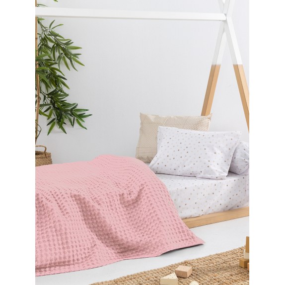 Κουβέρτα Πικέ Κούνιας Palamaiki Marcie Pink 100x150