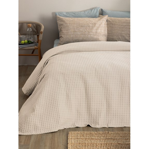 Κουβέρτα Πικέ Υπέρδιπλη Palamaiki Marcie Ecru 250x240