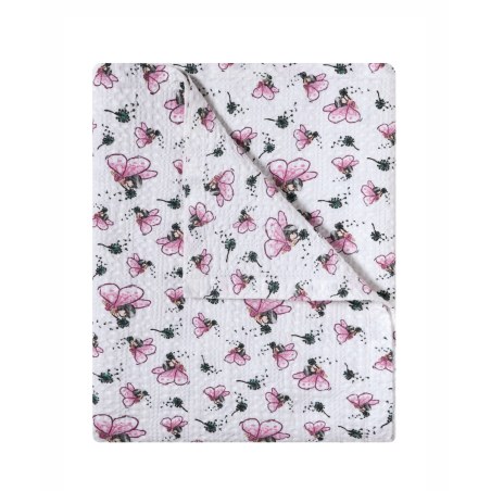 Κουβέρτα Κούνιας kentia Alima White-Pink-Green 100x140