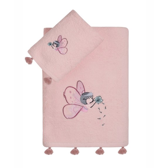 Σετ Πετσέτες 2 Τεμαχίων Kentia Alima White-Pink 70x125,40x60