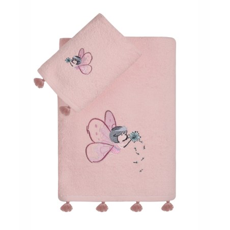 Σετ Πετσέτες 2 Τεμαχίων Kentia Alima White-Pink 70x125,40x60