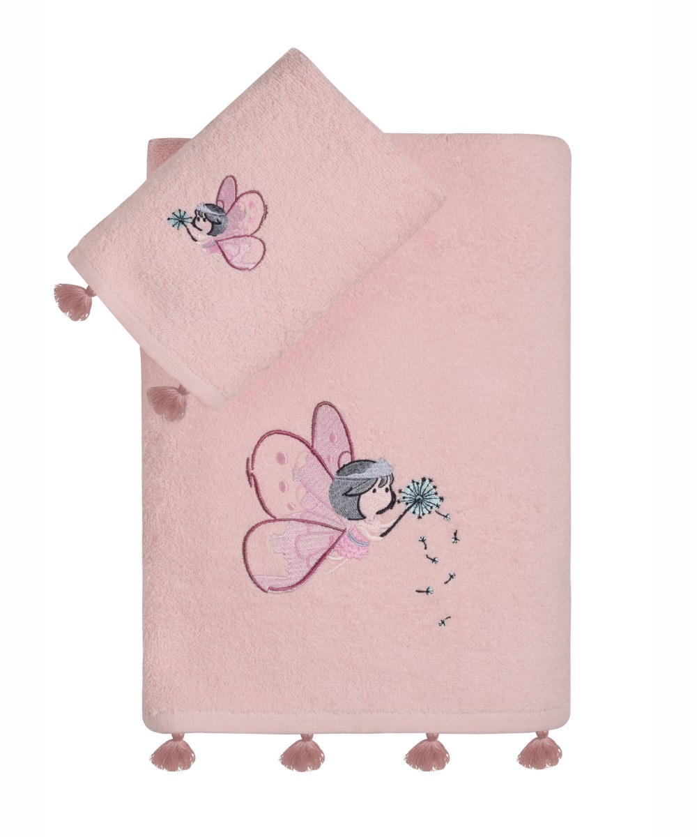 Σετ Πετσέτες 2 Τεμαχίων Kentia Alima White-Pink 70x125,40x60