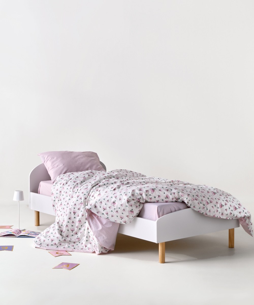 Σετ Παιδικά Σεντόνια Μονά 3 Τεμαχίων Kentia Alima White-Baby Pink 160x245