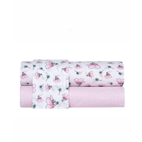 Σετ Παιδικά Σεντόνια Μονά 3 Τεμαχίων Kentia Alima White-Baby Pink 160x245