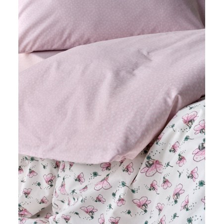 Σετ Παιδικά Σεντόνια Μονά 3 Τεμαχίων Kentia Alima White-Baby Pink 160x245