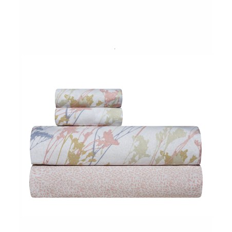 Σετ Σεντόνια Υπέρδιπλα 4 Τεμαχίων Kentia Breza 18 Dusty Pink- Lilac- Light Green 240x270