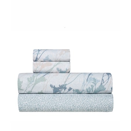 Σετ Σεντόνια Υπέρδιπλα 4 Τεμαχίων Kentia Breza 33 Blue Grey- Mint Green- Dusty Pink 240x270