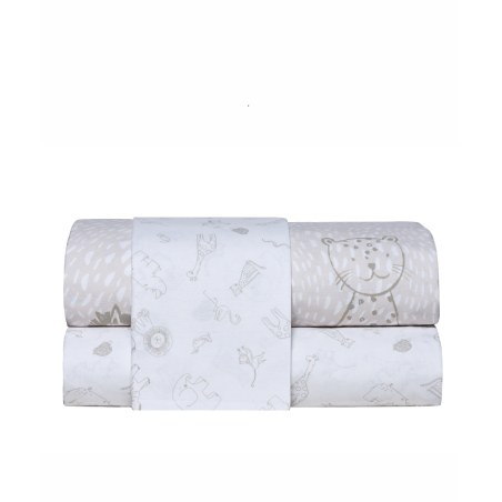 Σετ Παιδικά Σεντόνια Ημίδιπλα 3 Τεμαχίων Kentia Canopy White-Greige 190x270