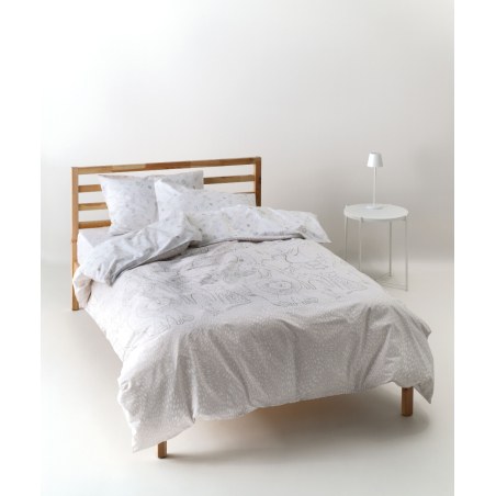 Σετ Παιδικά Σεντόνια Μονά 3 Τεμαχίων Kentia Canopy White-Greige 160x270